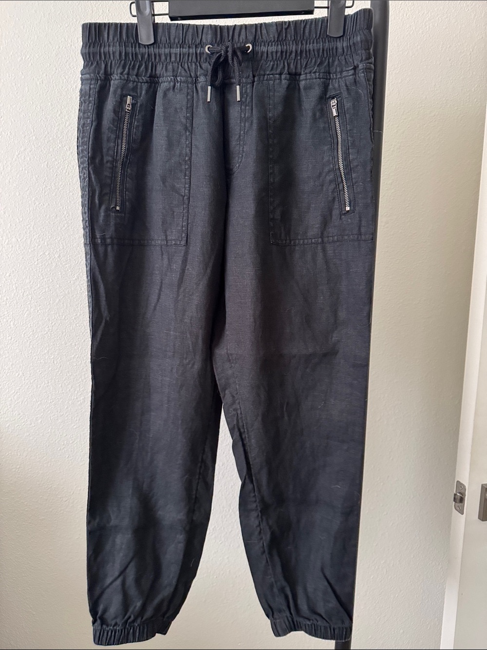Athleta Cabo linen joggersblack/Charcoal Elastic-Waist 6 petite